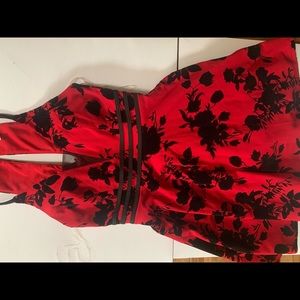 Women’s red and black floral dress